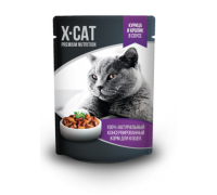 X-CAT Влажный корм для кошек курица и кролик в соусе. Вес: 85 г