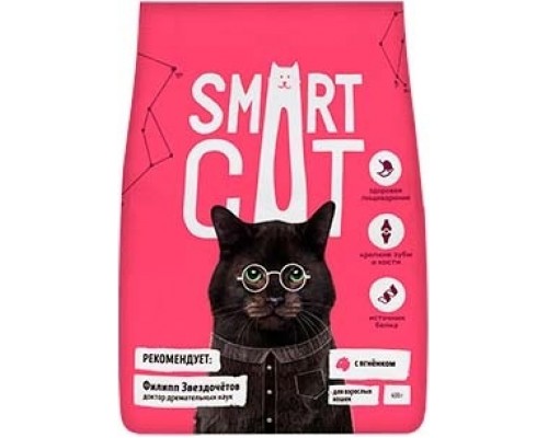 Smart Cat сухой корм для взрослых кошек с ягненком. Вес: 400 г