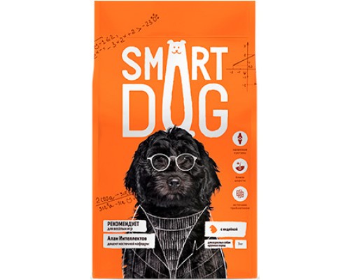 Smart Dog сухой корм для взрослых собак крупных пород с индейкой. Вес: 3 кг