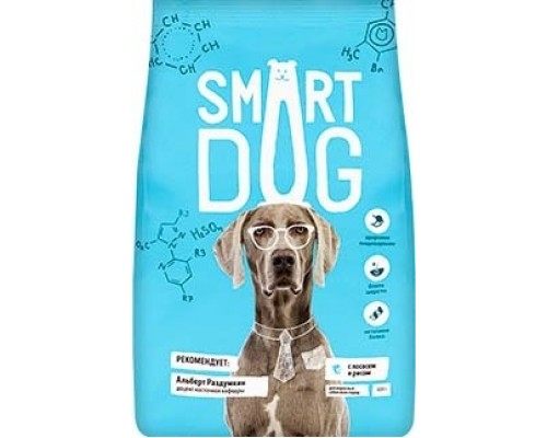 Smart Dog сухой корм для взрослых собак с лососем и рисом. Вес: 800 г