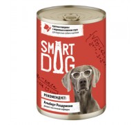 Smart Dog Консервы для взрослых собак и щенков кусочки говядины с морковью в нежном соусе. Вес: 240 г