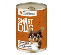 Smart Dog Консервы для взрослых собак и щенков кусочки индейки с перепелкой в нежном соусе. Вес: 240 г