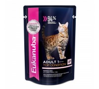 Eukanuba Adult Top Condition влажный рацион с лососем в соусе для взрослых кошек. Вес: 85 г