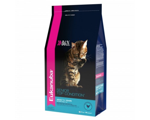 Eukanuba Senior Top Condition сбалансированный сухой корм для кошек. Вес: 400 г