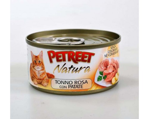 PETREET Pink Tuna with Potatoes консервы для кошек кусочки розового тунца с картофелем 70 г
